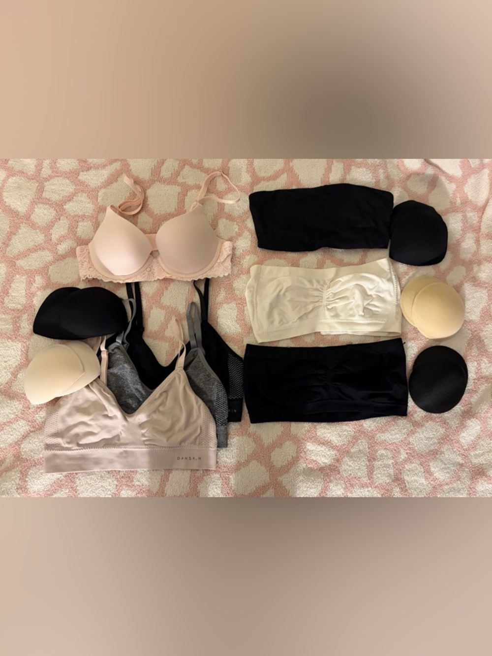 Danskin Nude, Black & Cream Bra and Bandeau Intimates Set